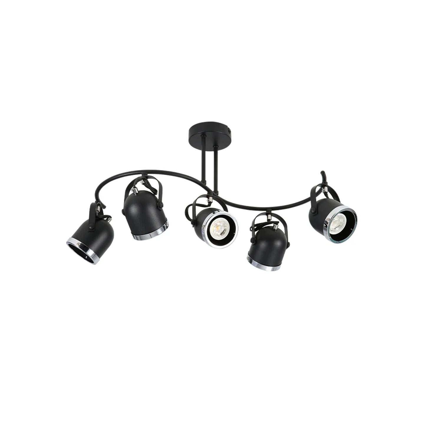 Moern S Shape Rotatable GU10 Spotlight Black and Chrome