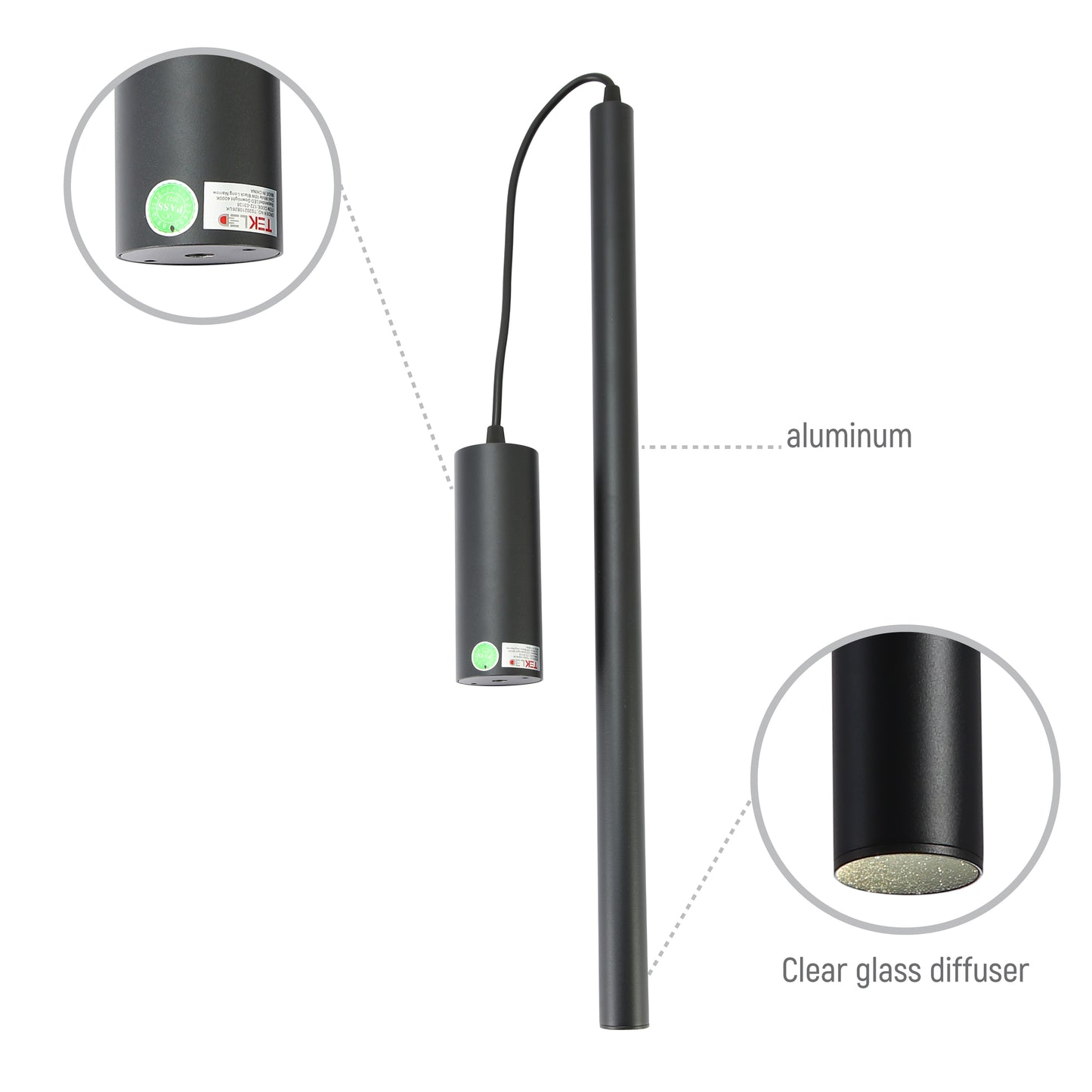 10W Pendant 4000K BLACK 30x600mm 100-265V(TEKL)