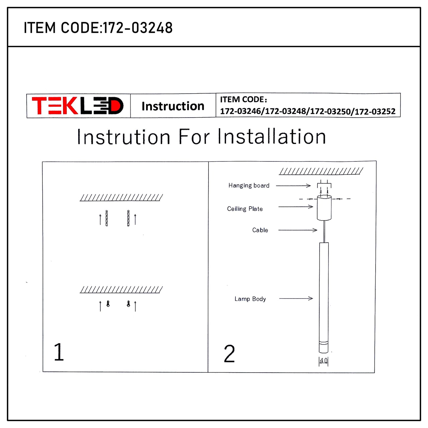 LED PENDANT LAMP H1028W 7W 4000K WHITE(TEKLED)