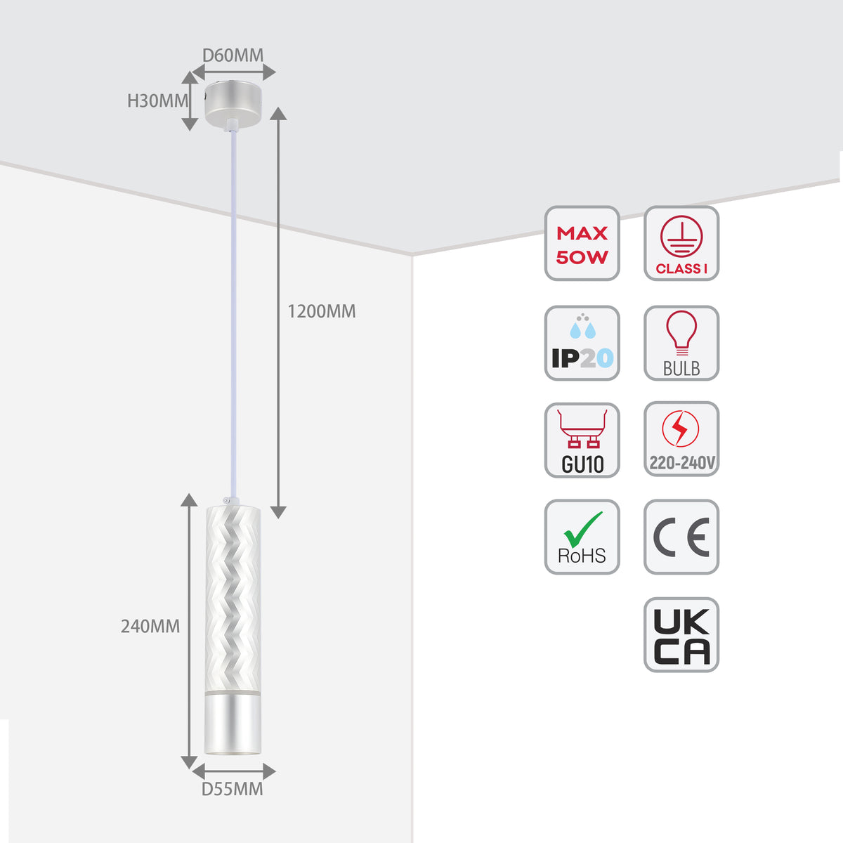 Aluminum GU10 Pendant Light (TEKLED)