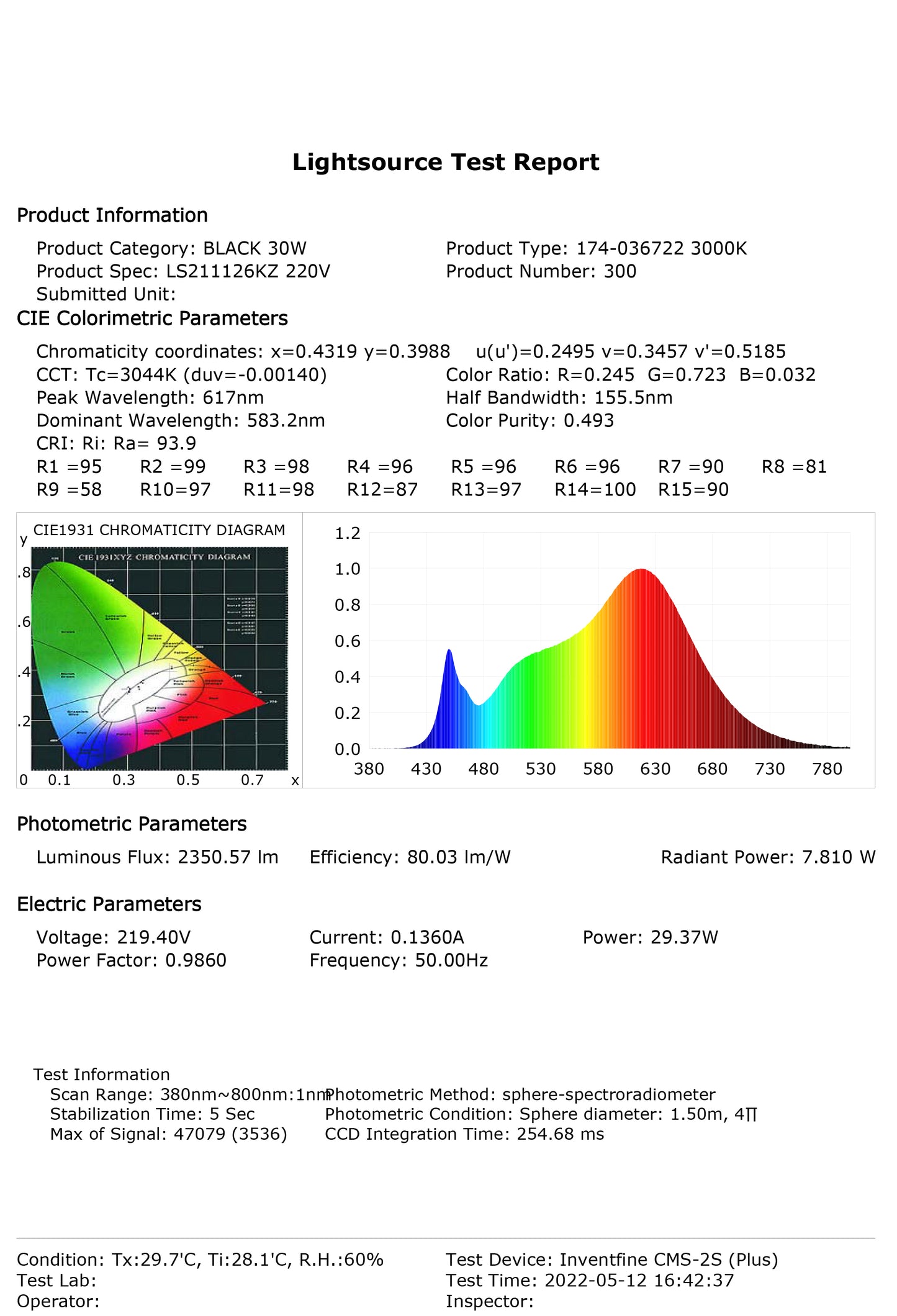 LED LS-003-100 30W 3000K BLACK (TEKLED)