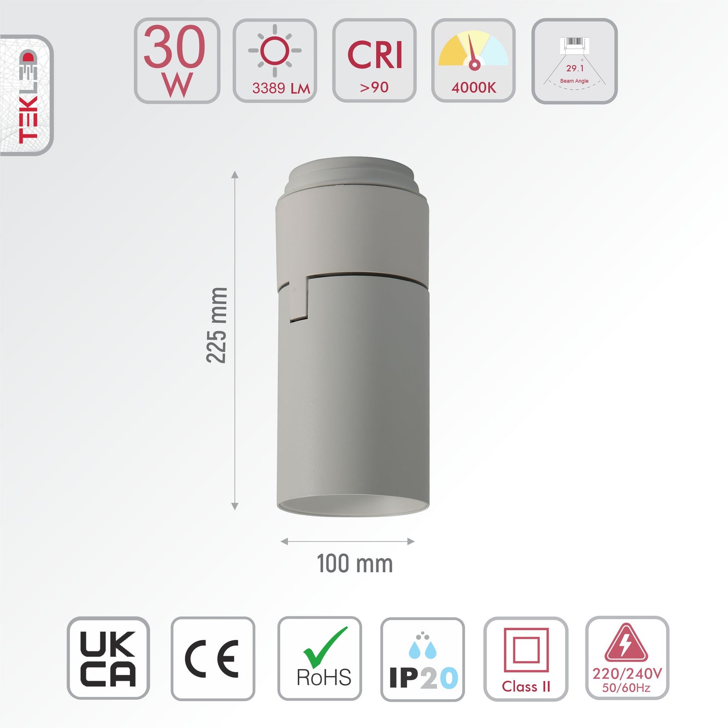 LED LDS044 H190 30W NEW 4000K WHITE SPOTLIGHT