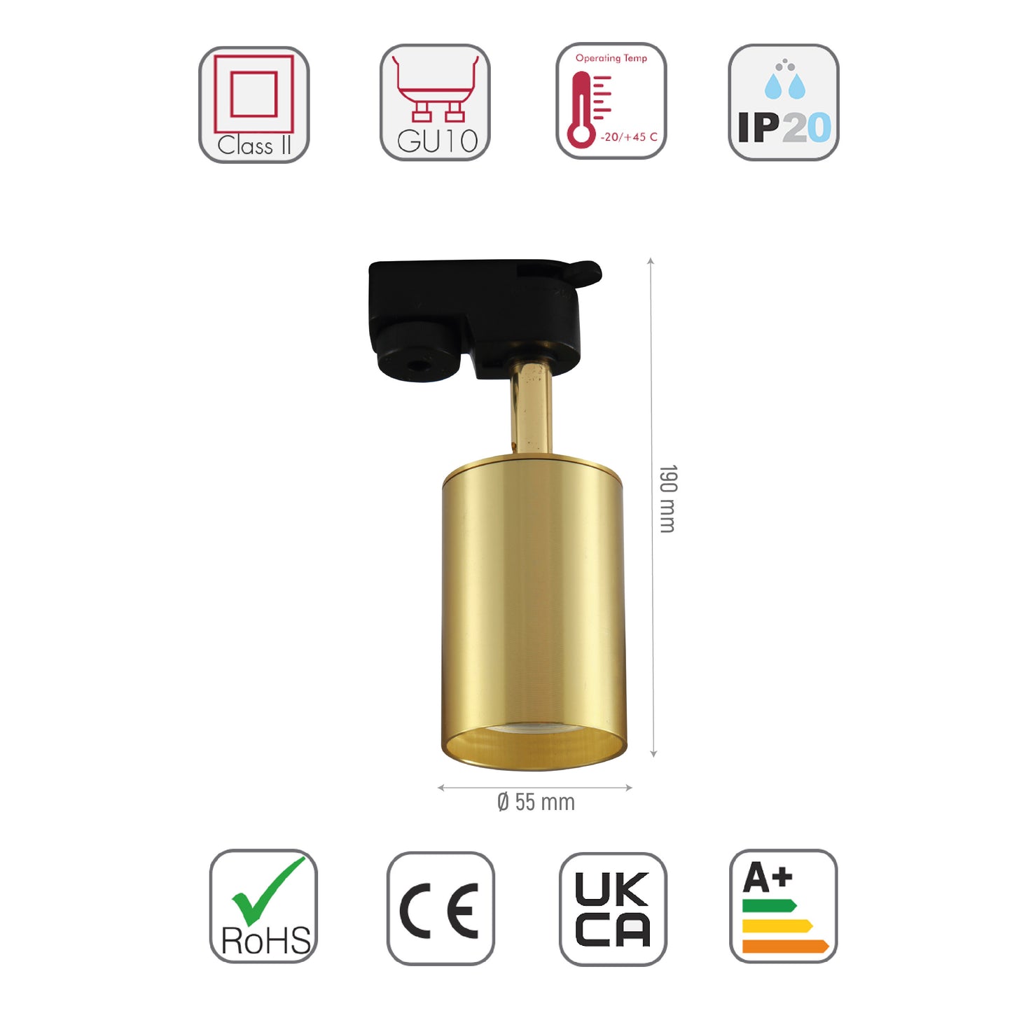 60X160 GU10 TRACKLIGHT IP20 UK