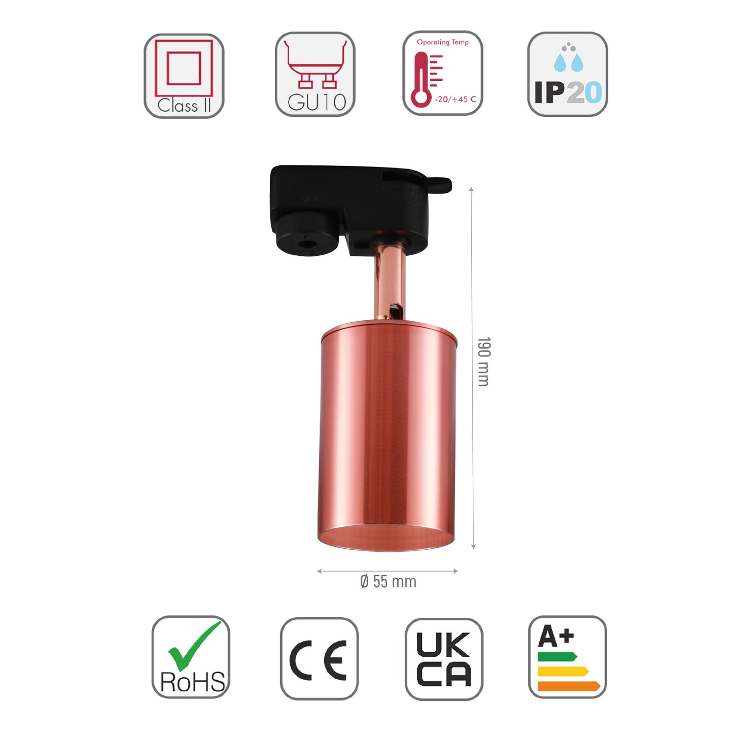 60X160 GU10 TRACKLIGHT IP20 UK