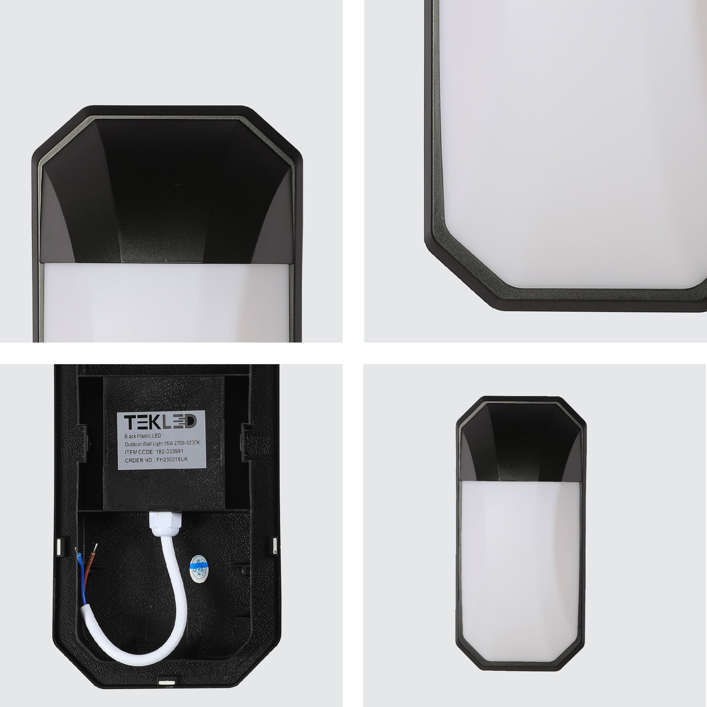 Black Plastic LED Outdoor Wall Light 15W