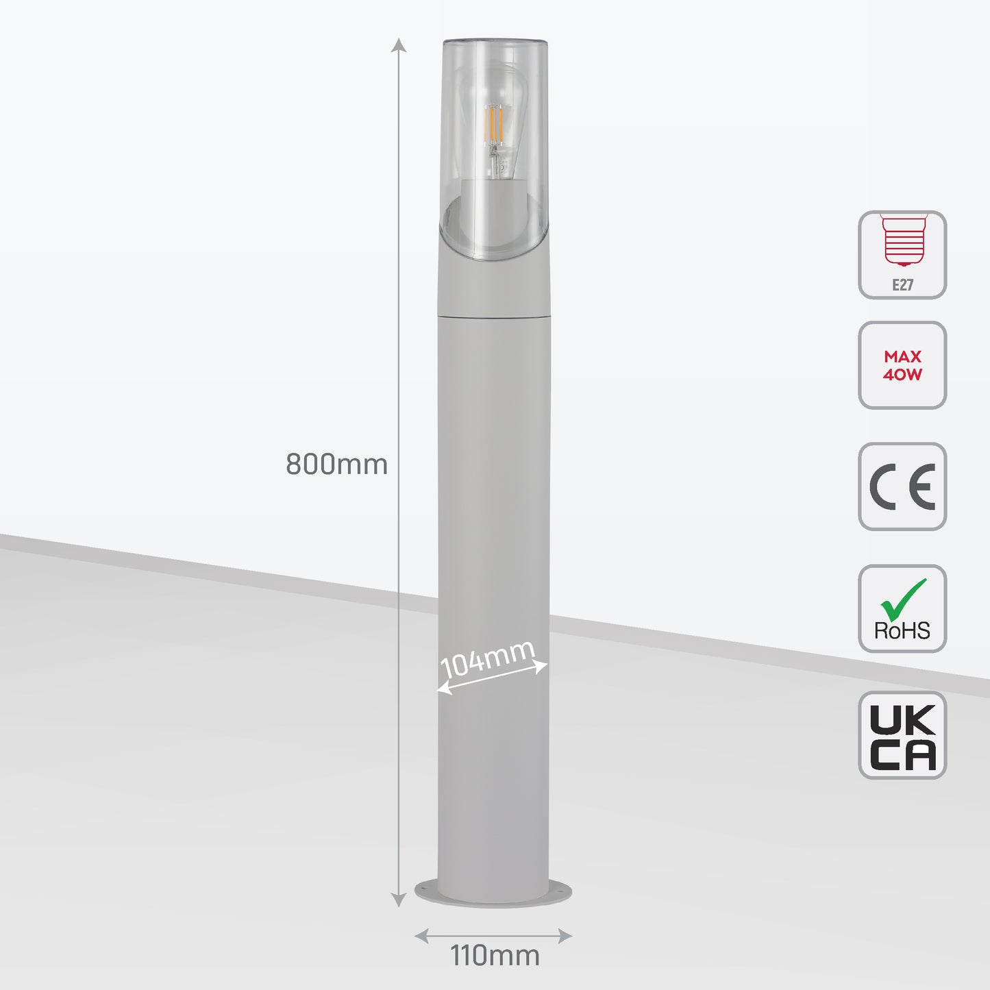 Norman Newport Outdoor Bollard Pathway Fence-top Light E27 White
