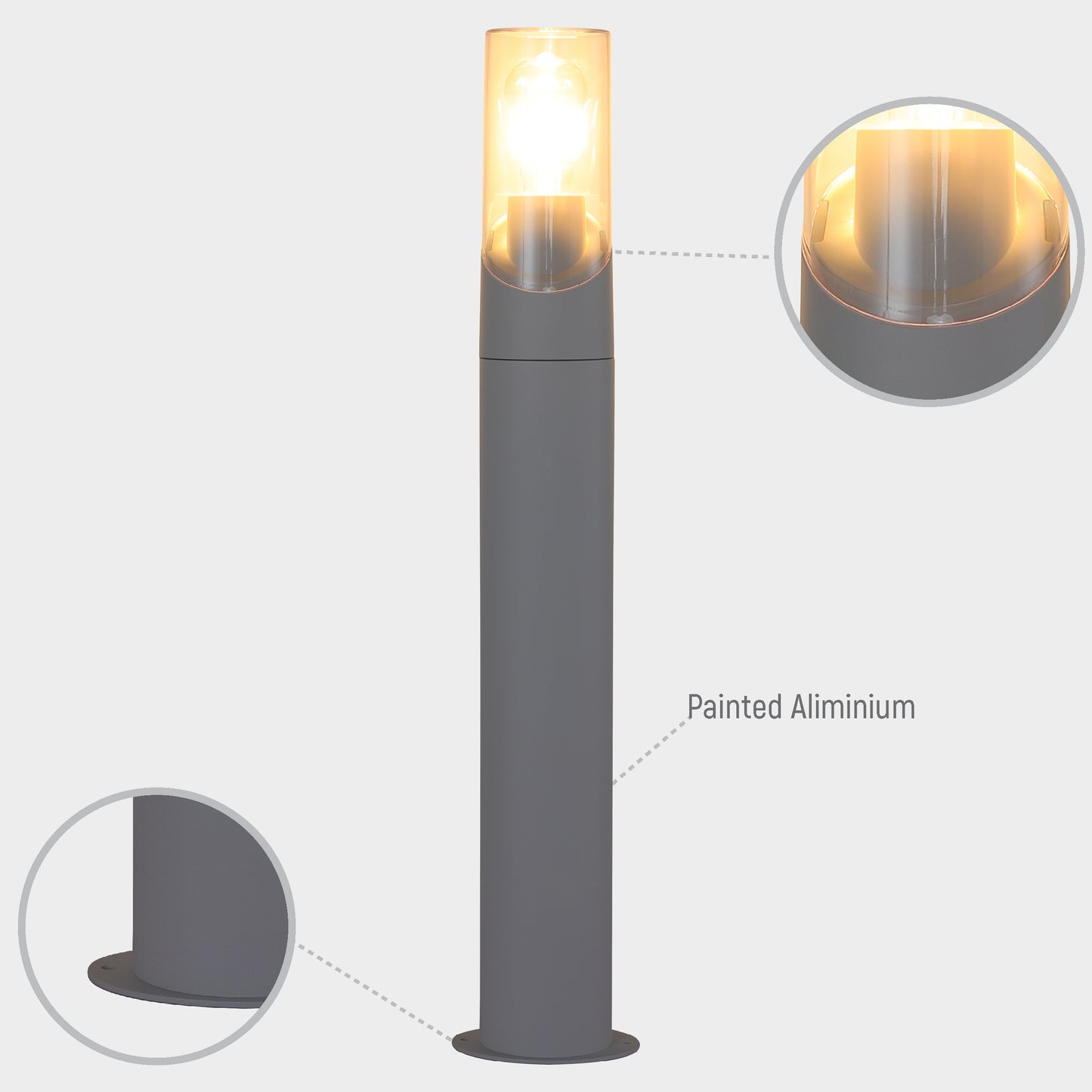 Norman Newport Outdoor Bollard Pathway Fence-top Light E27 White