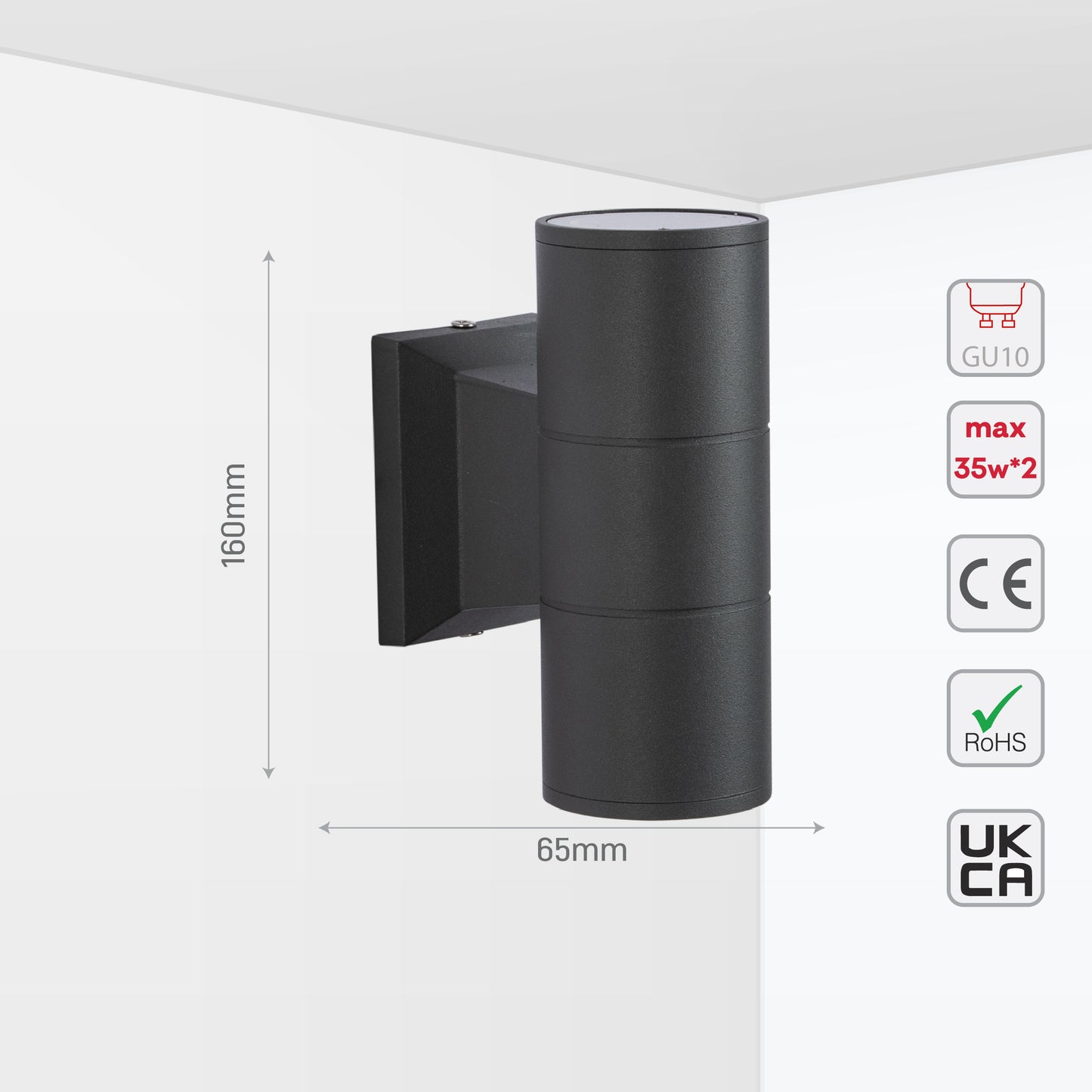 312G 2*GU10 IP54 Dark Grey Tekled