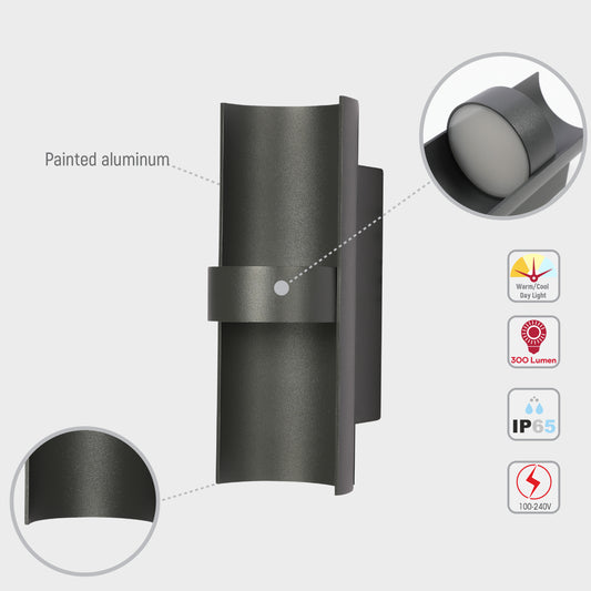 Splitted Bamboo Middle Node Up and DownLED Outdoor Wall Light 3000K/4000K/6500K 13W (TEKLED)