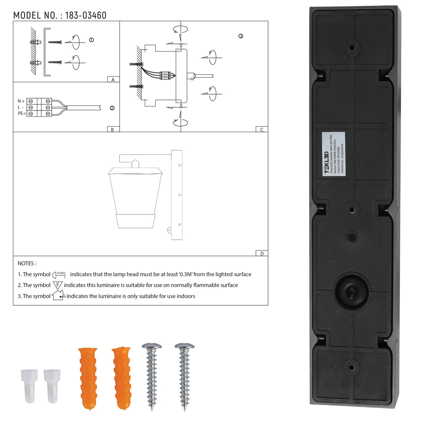 TianyLED Outdoor Wall Light With Sensor 13W 4000K (TEKLED)