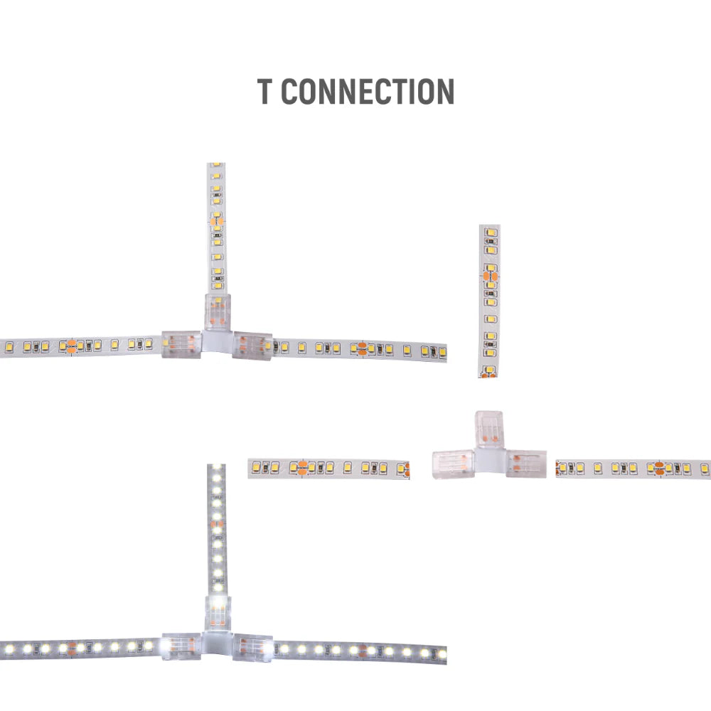 T junction joining of 10mm width single colour LED strip lights