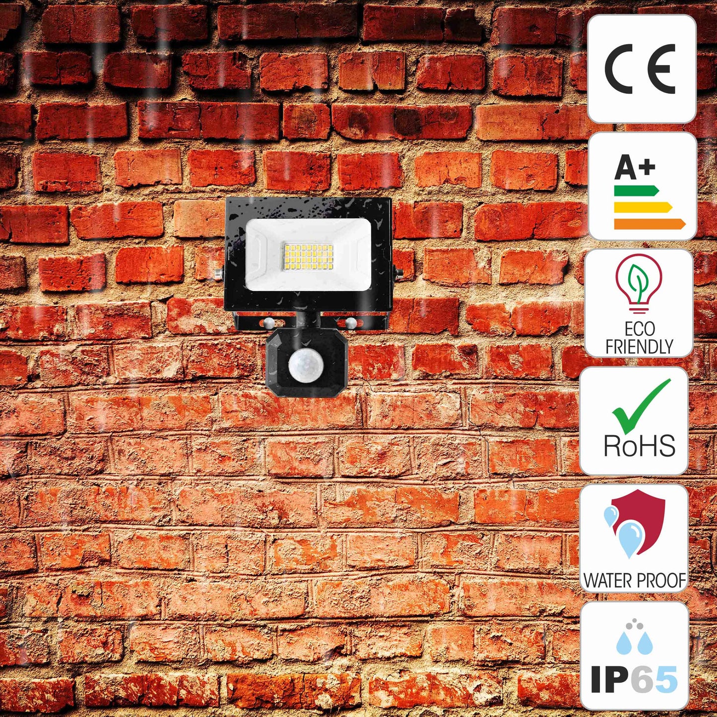 Floodlight LED IK06 With  Motion Sensor 20W 1600LM 4000K BL 240V IP65 UK(TEKLED)