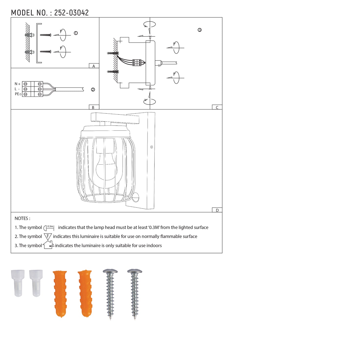 Outdoor Wall Light C0302 E27 Dark Grey With Motion Sensor