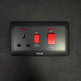 BLACK 45A Cooker Unit Control Switch Socket(TEKLED)