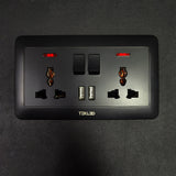 250V 2Gang 13A Switched Univer Socket with USB
