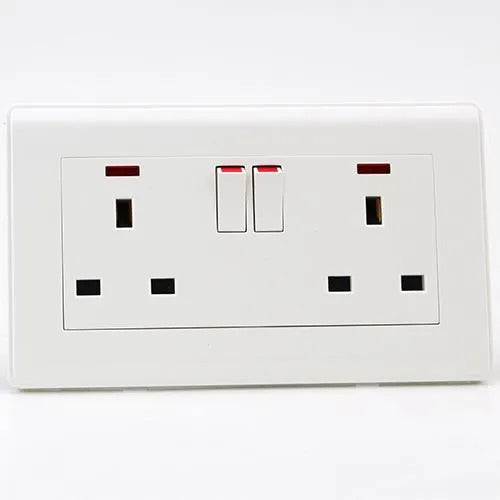 PRIME WH 13A 2GANG BRITIpcs Socket with neon 7x14