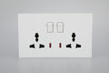 SWITCHED DOUBLE 3 PIN UNIVERSAL SOCKET WITH NEON S60-046 BABY FACE (TEKLED ELECTRIC)