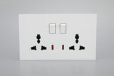 SWITCHED DOUBLE 3 PIN UNIVERSAL SOCKET WITH NEON S60-046 BABY FACE (TEKLED ELECTRIC)