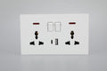 SWITCHED DOUBLE 3 PIN UNIVERSAL SOCKET WITH A+C PORT (FAST CHARGE) S60-056 BABY FACE (TEKLED ELECTRIC)