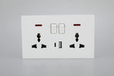 SWITCHED DOUBLE 3 PIN UNIVERSAL SOCKET WITH A+C PORT (FAST CHARGE) S60-056 BABY FACE (TEKLED ELECTRIC)