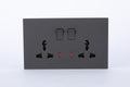 SWITCHED DOUBLE 3 PIN UNIVERSAL SOCKET WITH NEON S60-046 BABY FACE (TEKLED ELECTRIC)