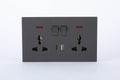 SWITCHED DOUBLE 3 PIN UNIVERSAL SOCKET WITH A+C PORT (FAST CHARGE) S60-056 BABY FACE (TEKLED ELECTRIC)