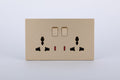 SWITCHED DOUBLE 3 PIN UNIVERSAL SOCKET WITH NEON S60-046 BABY FACE (TEKLED ELECTRIC)