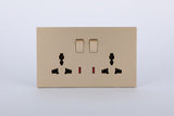 SWITCHED DOUBLE 3 PIN UNIVERSAL SOCKET WITH NEON S60-046 BABY FACE (TEKLED ELECTRIC)