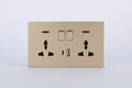 SWITCHED DOUBLE 3 PIN UNIVERSAL SOCKET WITH A+C PORT (FAST CHARGE) S60-056 BABY FACE (TEKLED ELECTRIC)