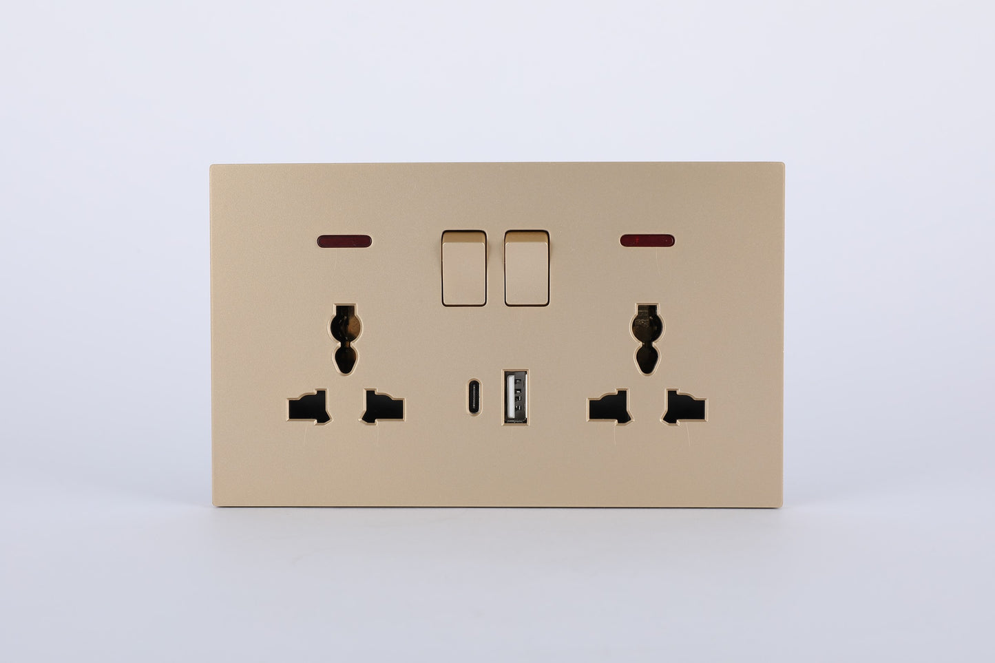 SWITCHED DOUBLE 3 PIN UNIVERSAL SOCKET WITH A+C PORT (FAST CHARGE) S60-056 BABY FACE (TEKLED ELECTRIC)