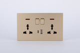 SWITCHED DOUBLE 3 PIN UNIVERSAL SOCKET WITH A+C PORT (FAST CHARGE) S60-056 BABY FACE (TEKLED ELECTRIC)