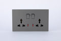 SWITCHED DOUBLE 3 PIN UNIVERSAL SOCKET WITH NEON S60-046 BABY FACE (TEKLED ELECTRIC)