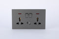 SWITCHED DOUBLE 3 PIN UNIVERSAL SOCKET WITH A+C PORT (FAST CHARGE) S60-056 BABY FACE (TEKLED ELECTRIC)