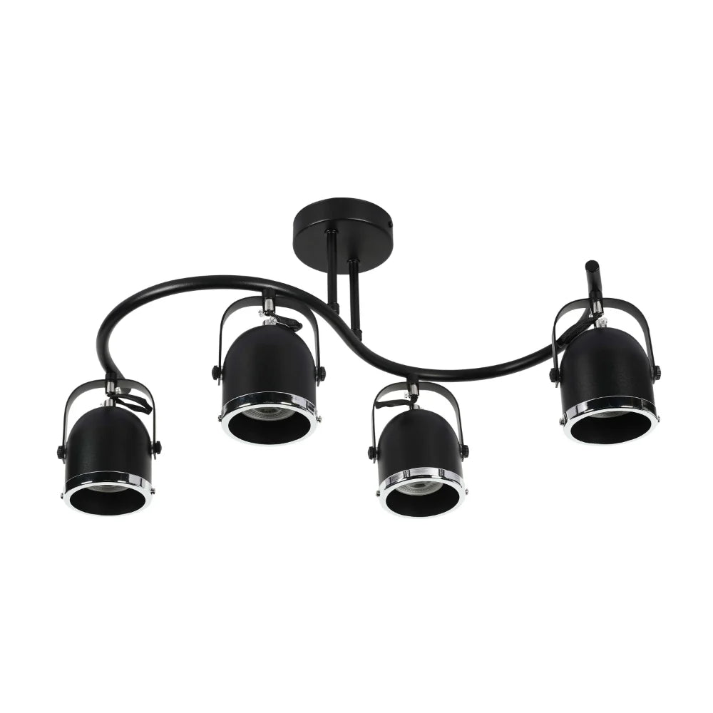 Moern S Shape Rotatable GU10 Spotlight Black and Chrome