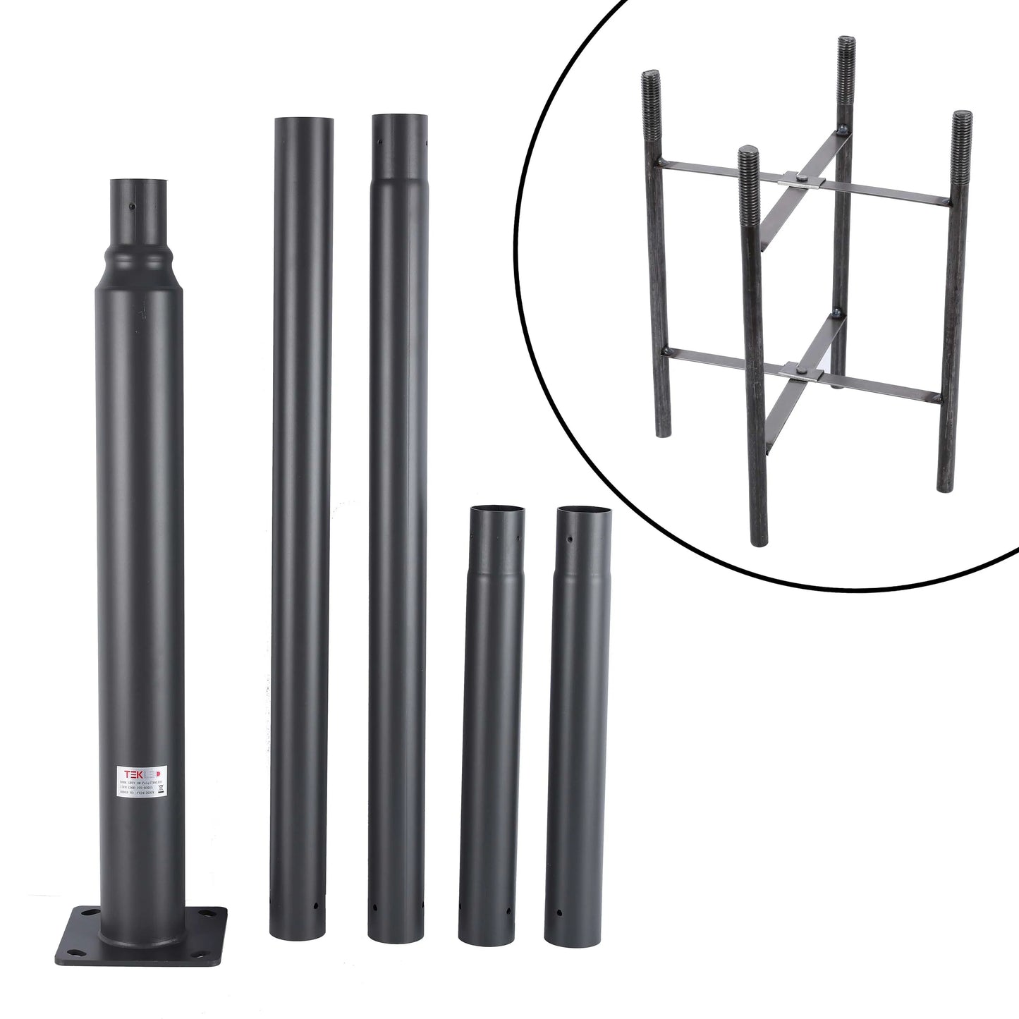 4M Dark Grey Steel Lamp Post