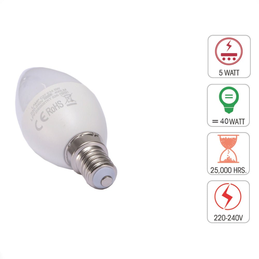 LED BULB C37 DIM 5W E14 3000K UK