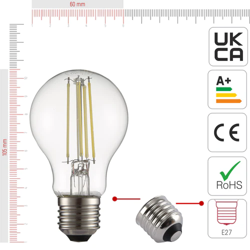 BULB LED A60 6,5W E27 6500K 806LM 85-265V CLEAR (TEKLED)