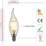 BULB LED C35TA 4W E14 470LM 85-265V CLEAR(TEKLED)
