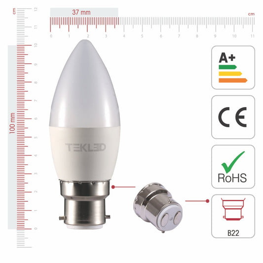 CANDLE BULB C37 DIMM B22 6W NEW 2700K UK