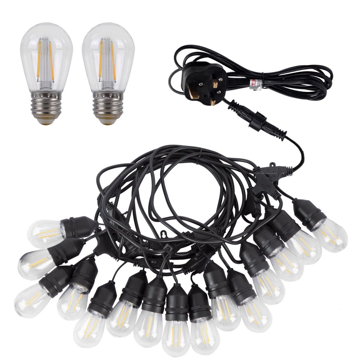 main image of pollux festoon light set e27 s12 bulbs