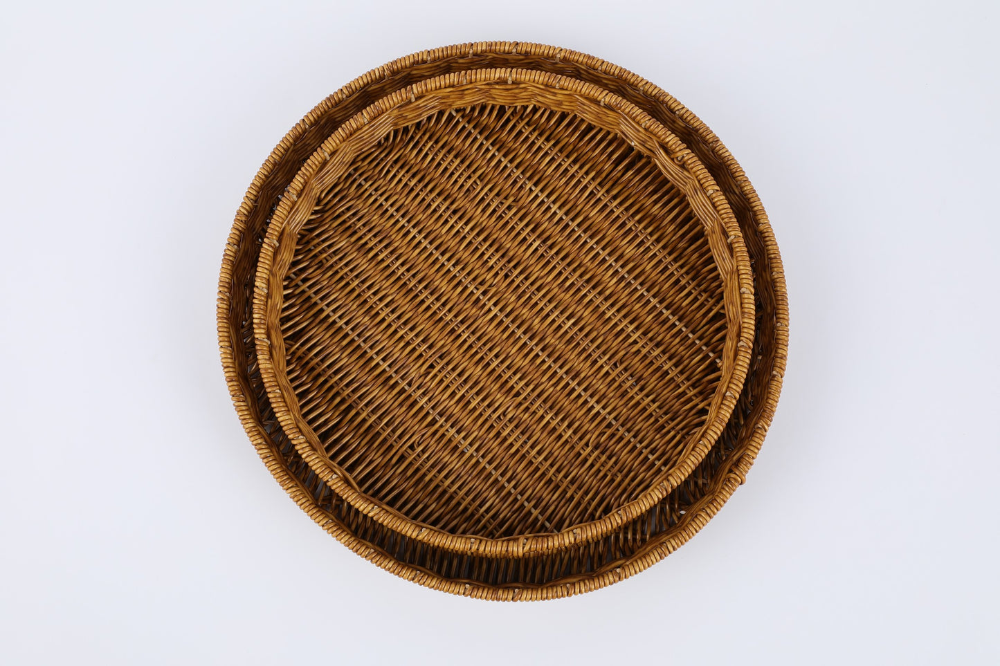 BROWN HX2891 SET OF 2 ROUND SHAPE PLASTIC BASKET (TEKLED)