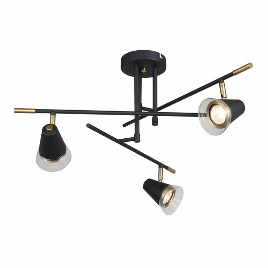 CEILING LAMP 68749 BLACK+BRASS GU10X3 (TEKLED)