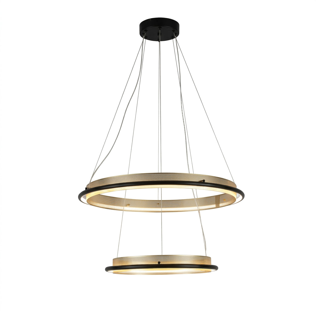 LED PENDANT LAMP BLACK+GOLD H081 D600+D400 37W 3000K (TEKLED)