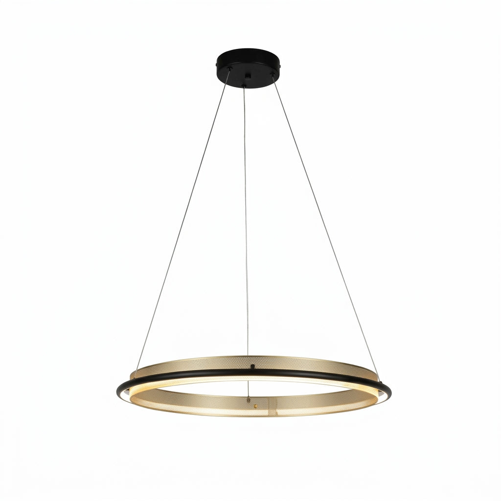 LED PENDANT LAMP BLACK+GOLD H081 D600 22W 3000K (TEKLED)