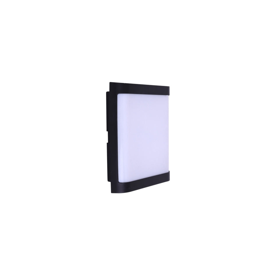 LED Plastic Black Modern Square Outdoor Wall Light 24W Cool White (TEKLED)