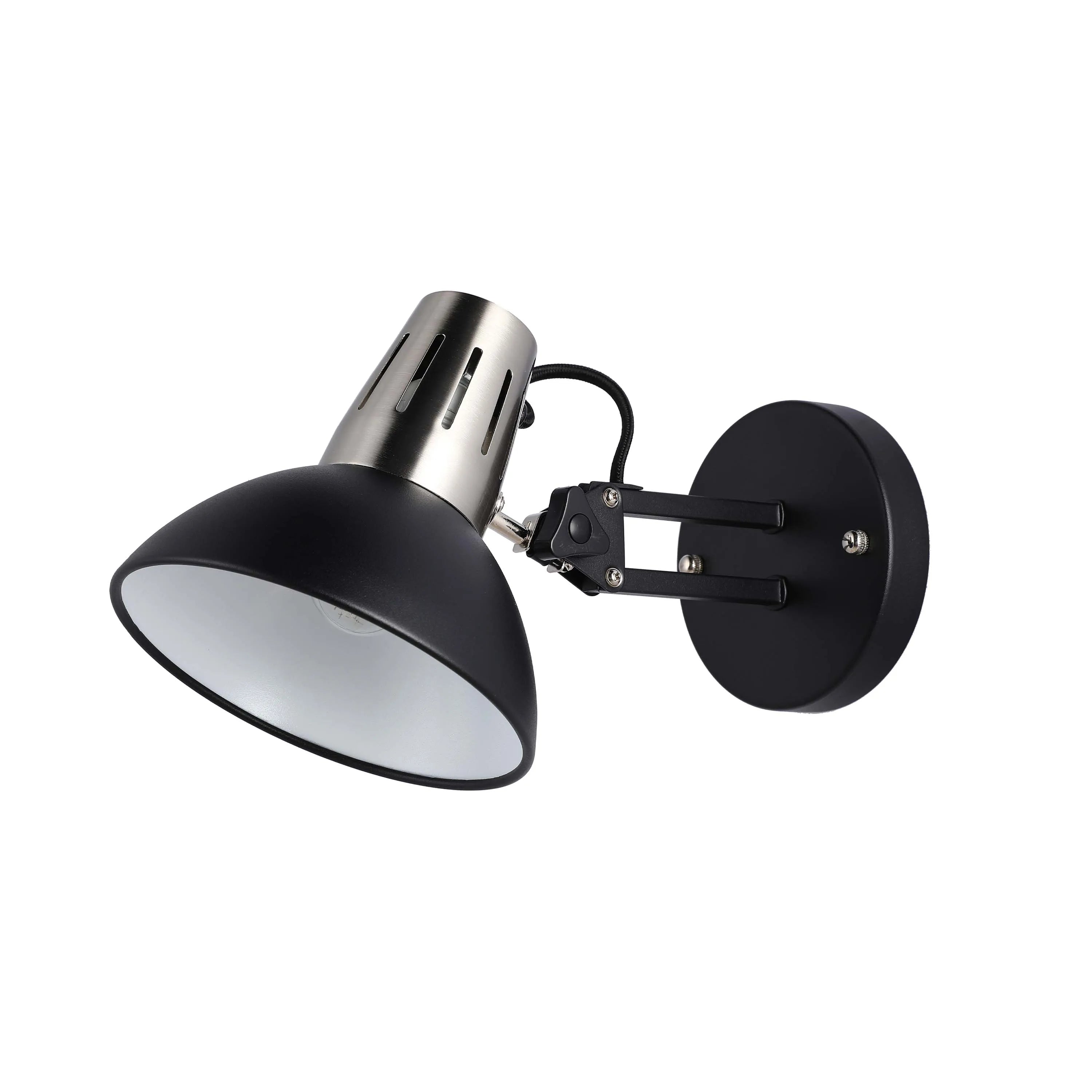 Adjustable Black Wall Light with In-Line Switch