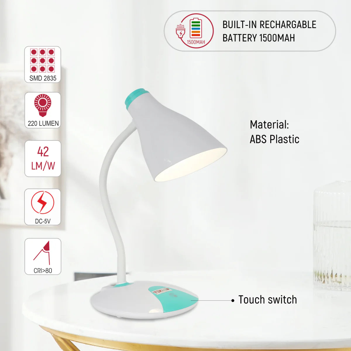 Close shots of Adjustable Gooseneck LED Desk Lamp with Dual Colour Design 130-03758