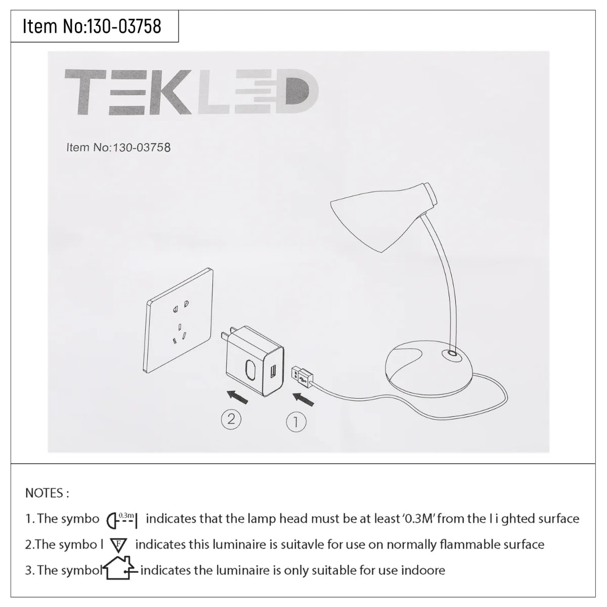 Technical specs of Adjustable Gooseneck LED Desk Lamp with Dual Colour Design 130-03758