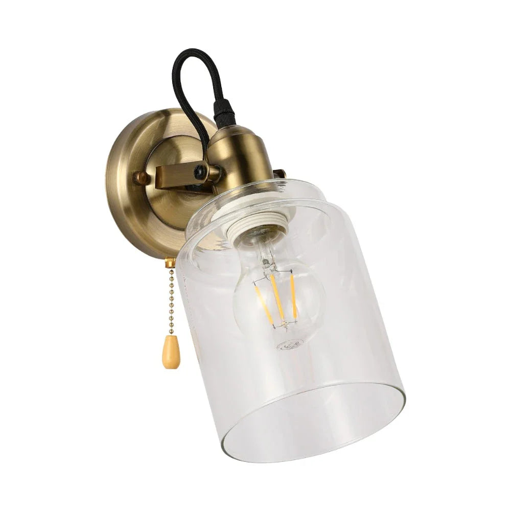 Glass Cone Wall Light Adjustable with Pull Down Switch