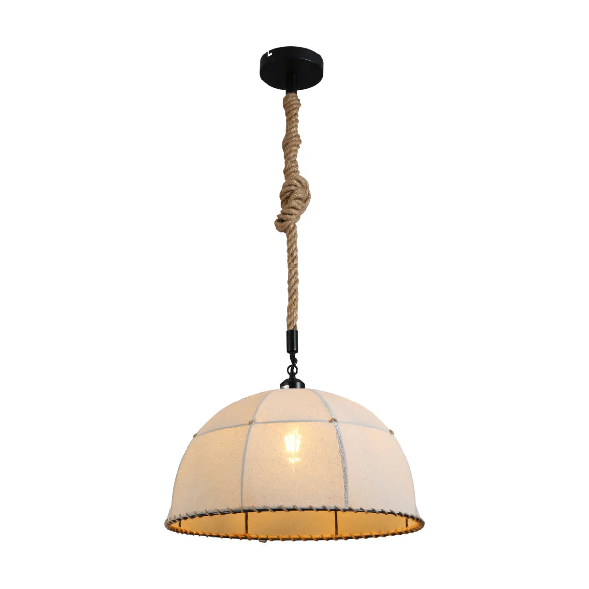 Main image of American Country Antique Hemp Rope Fabric Pendant Light Ecru 159-18121